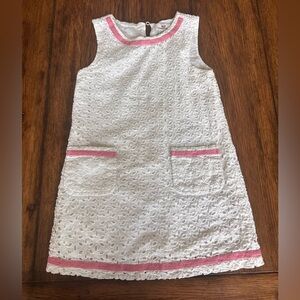 Vineyard Vines White Lace Dress with Pink Trim